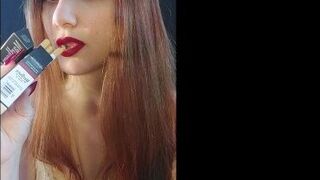 Lipstaining cigarettes for a customer while I smoke - porn video
