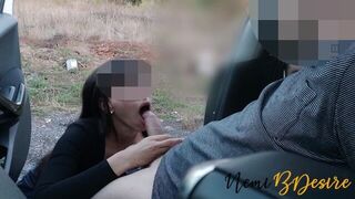 I meet the colleague with the big cock to get fucked outside the car before returning to the cuckold - porn video