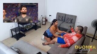 He loses his bet on FIFA and swallows all my cum - porn video